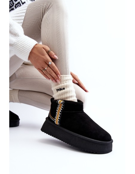 Platform Snow Boots with Pattern Black Udra
