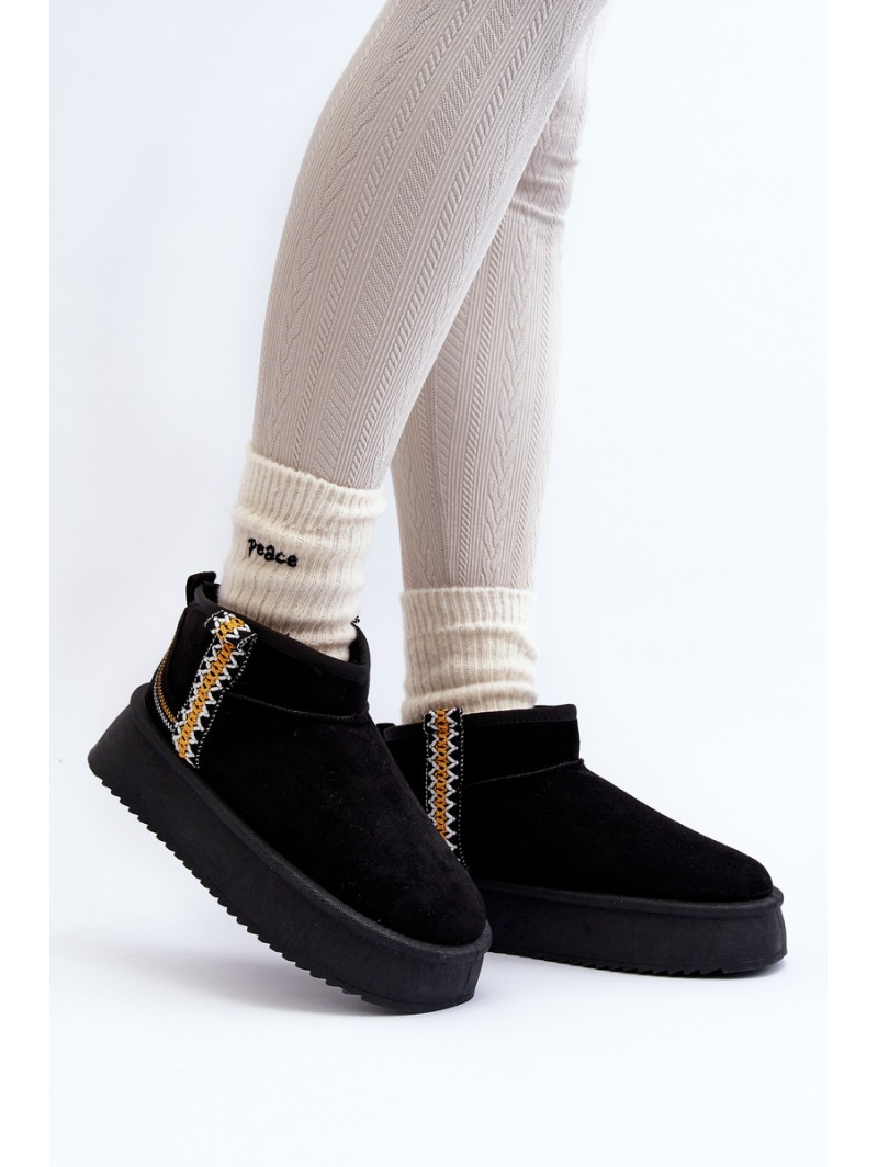 Platform Snow Boots with Pattern Black Udra