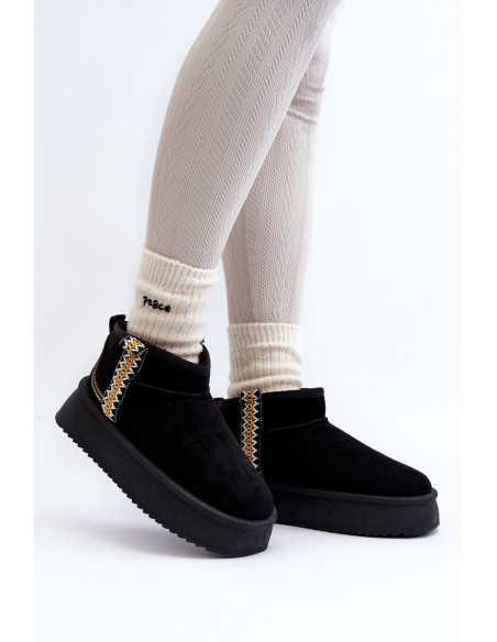 Platform Snow Boots with Pattern Black Udra