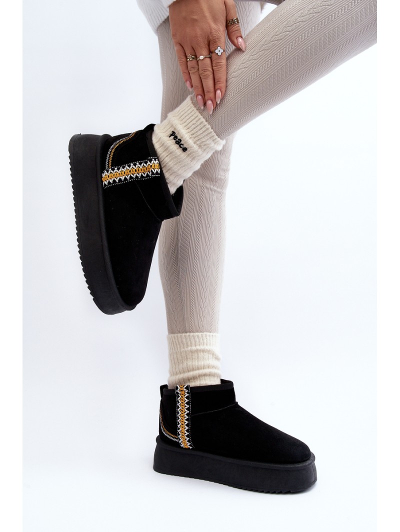Platform Snow Boots with Pattern Black Udra