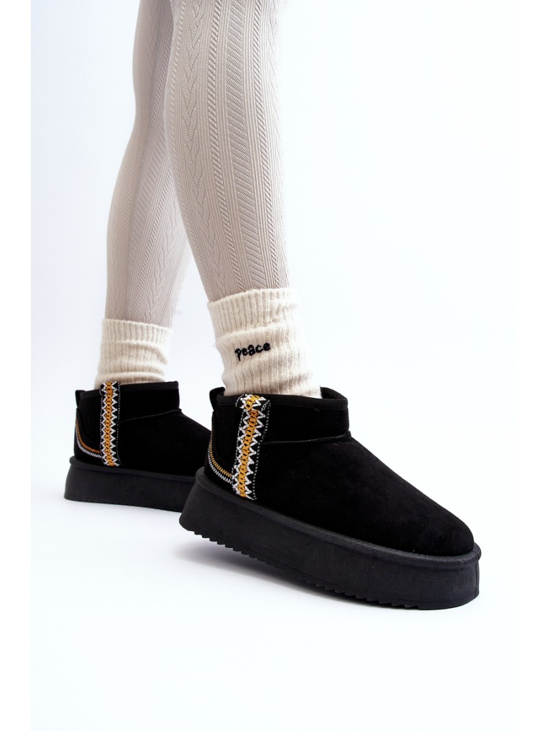 Platform Snow Boots with Pattern Black Udra