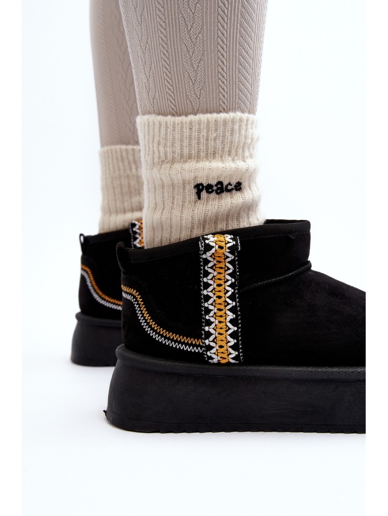 Platform Snow Boots with Pattern Black Udra