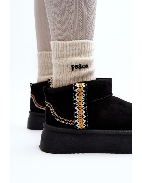 Platform Snow Boots with Pattern Black Udra