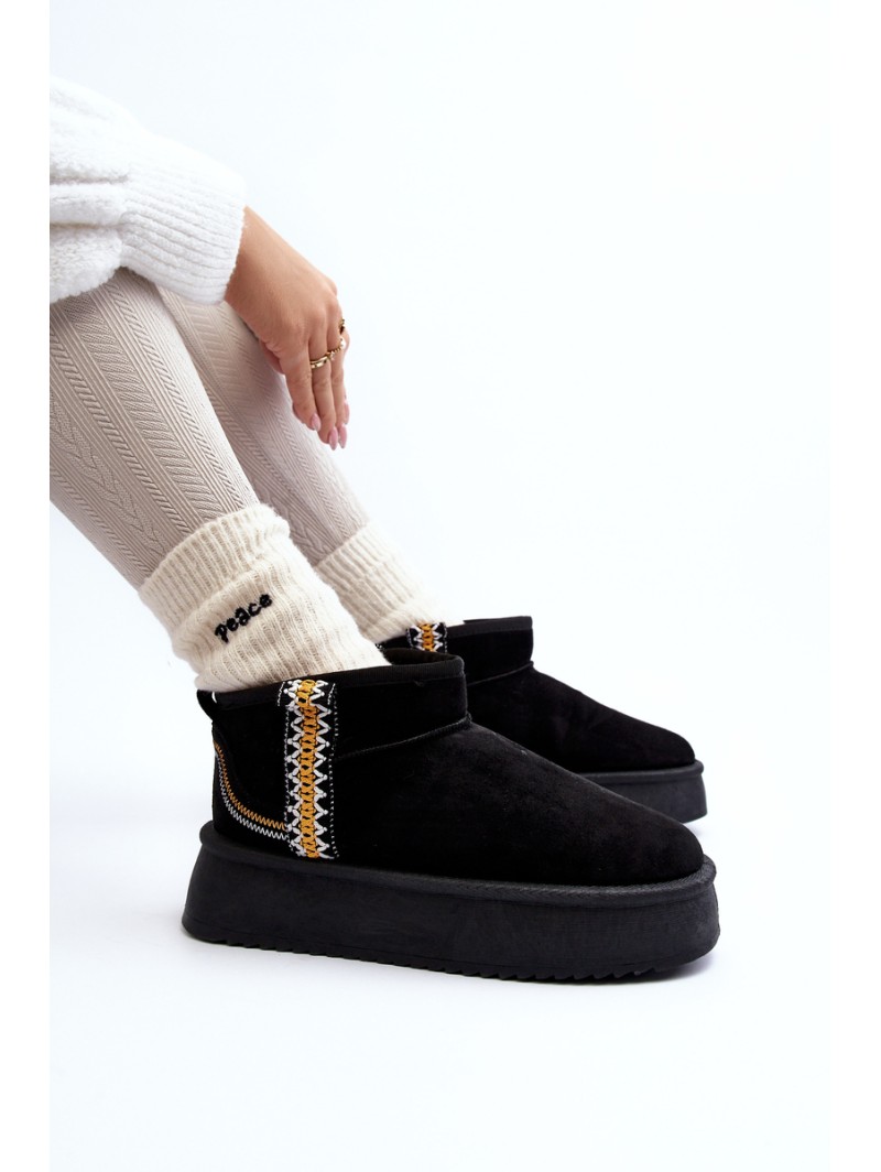 Platform Snow Boots with Pattern Black Udra