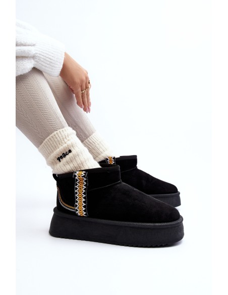 Platform Snow Boots with Pattern Black Udra