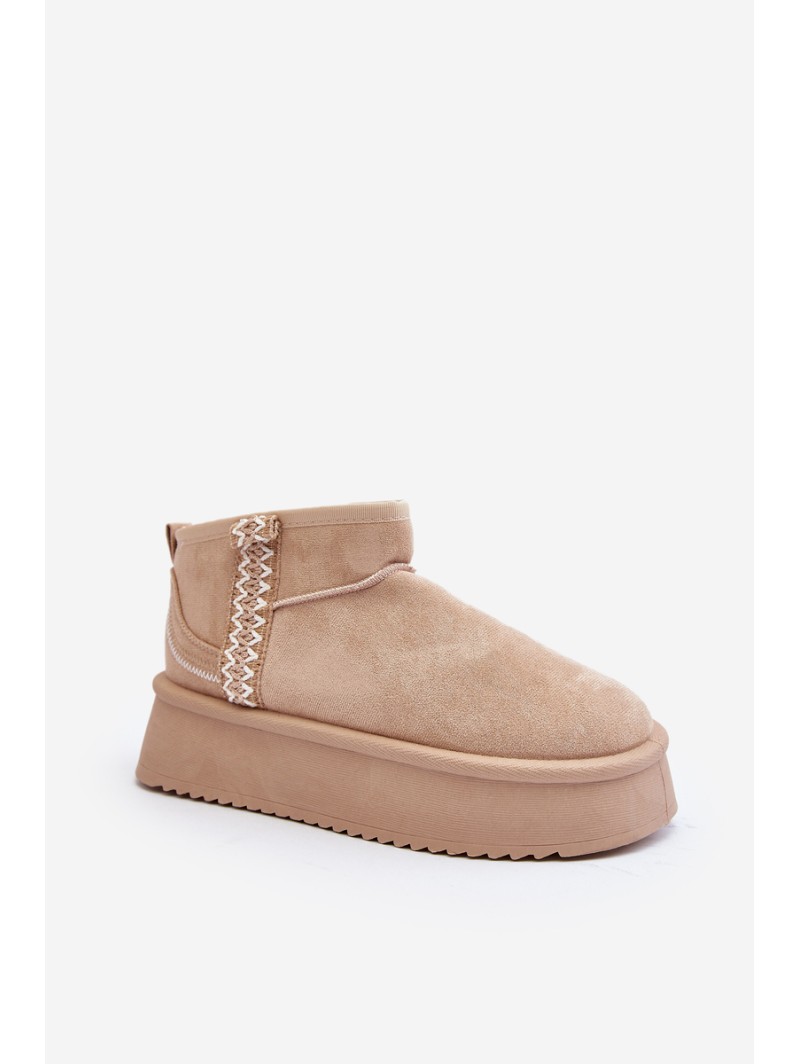 Beige Patterned Platform Snow Boots Udra