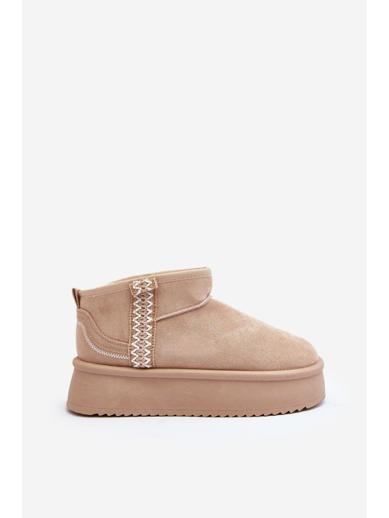 Beige Patterned Platform Snow Boots Udra