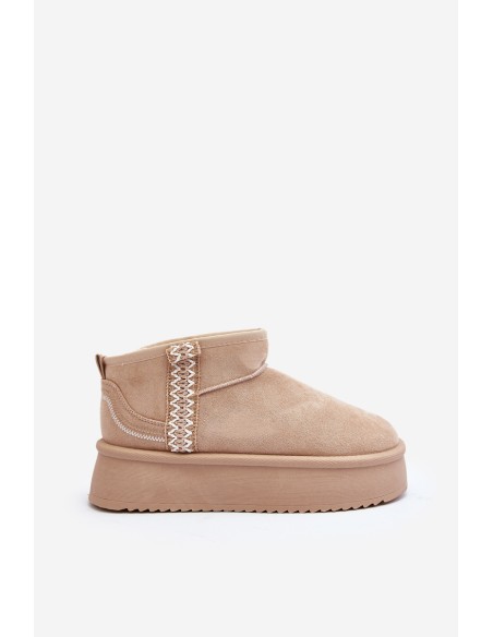 Beige Patterned Platform Snow Boots Udra