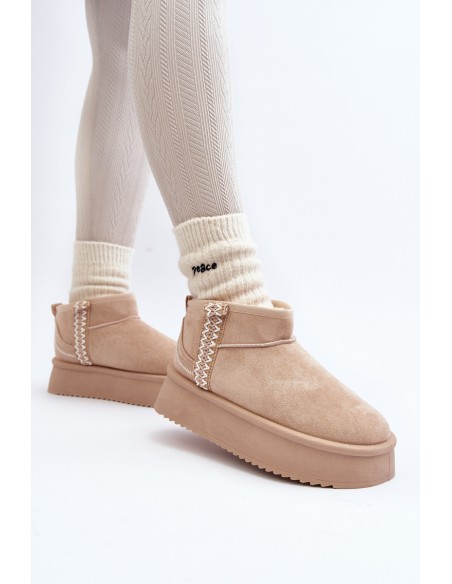 Beige Patterned Platform Snow Boots Udra