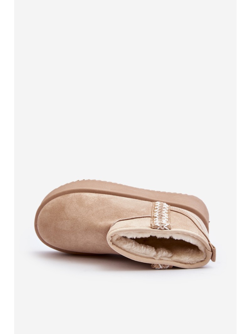 Beige Patterned Platform Snow Boots Udra