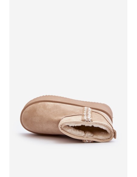 Beige Patterned Platform Snow Boots Udra