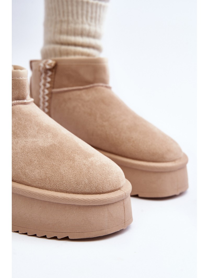 Beige Patterned Platform Snow Boots Udra