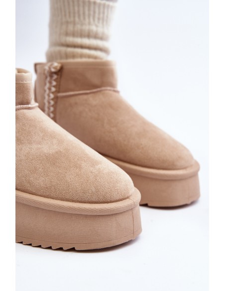 Beige Patterned Platform Snow Boots Udra