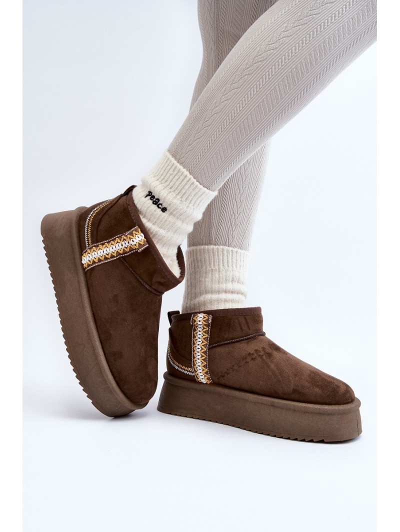 Platform Snow Boots with Dark Green Pattern Udra