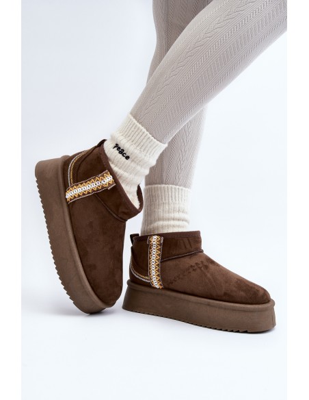 Platform Snow Boots with Dark Green Pattern Udra