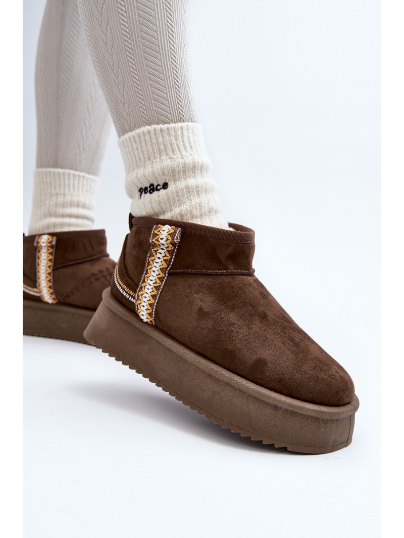 Platform Snow Boots with Dark Green Pattern Udra