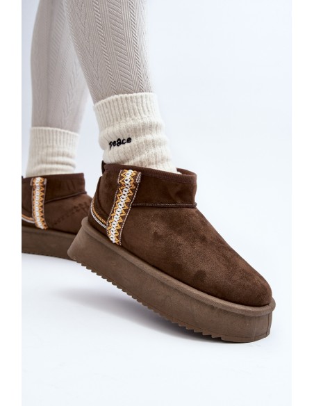 Platform Snow Boots with Dark Green Pattern Udra