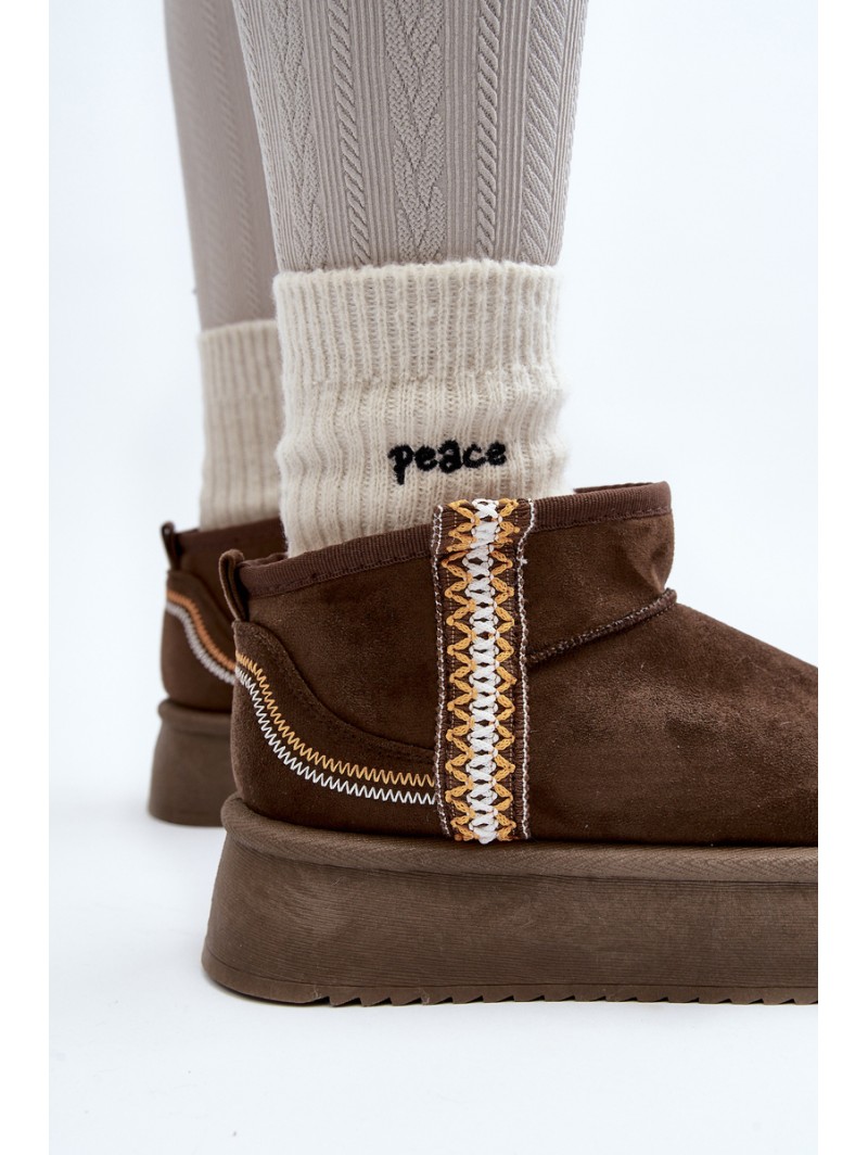 Platform Snow Boots with Dark Green Pattern Udra