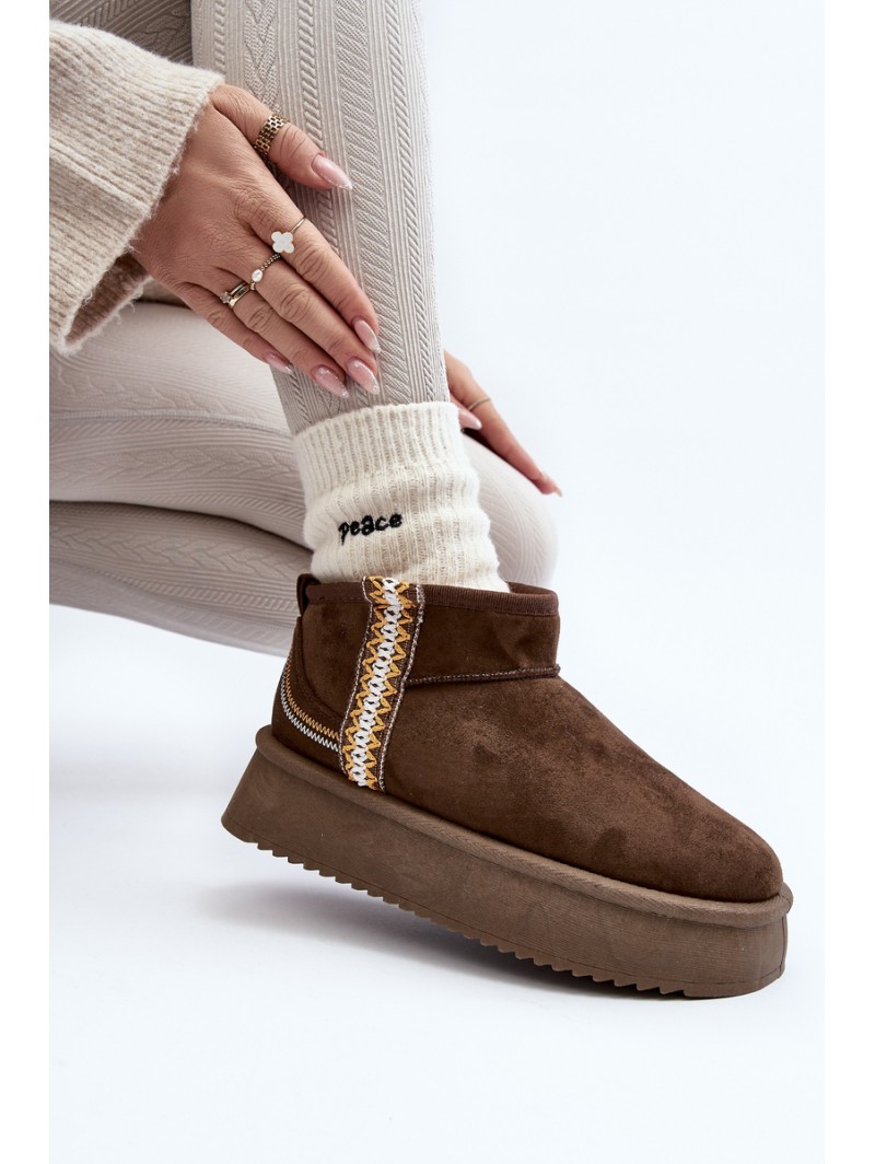 Platform Snow Boots with Dark Green Pattern Udra