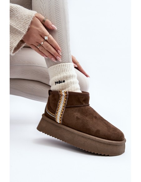 Platform Snow Boots with Dark Green Pattern Udra