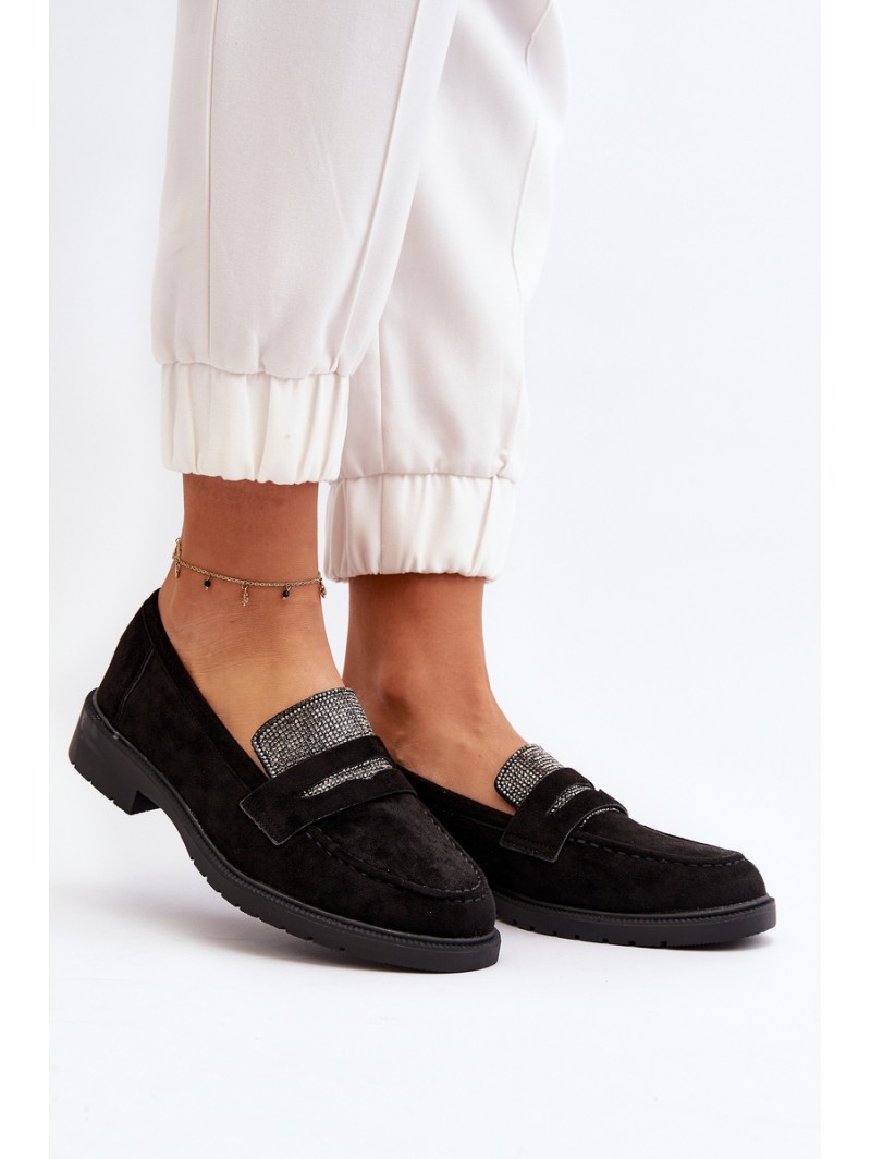 Women's Embellished Black Loafers Dananei Women's Embellished Black Loafers Dananei