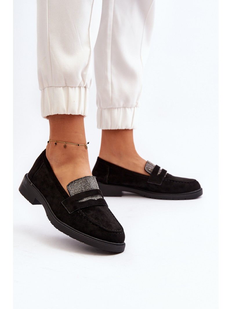 Women's Embellished Black Loafers Dananei Women's Embellished Black Loafers Dananei