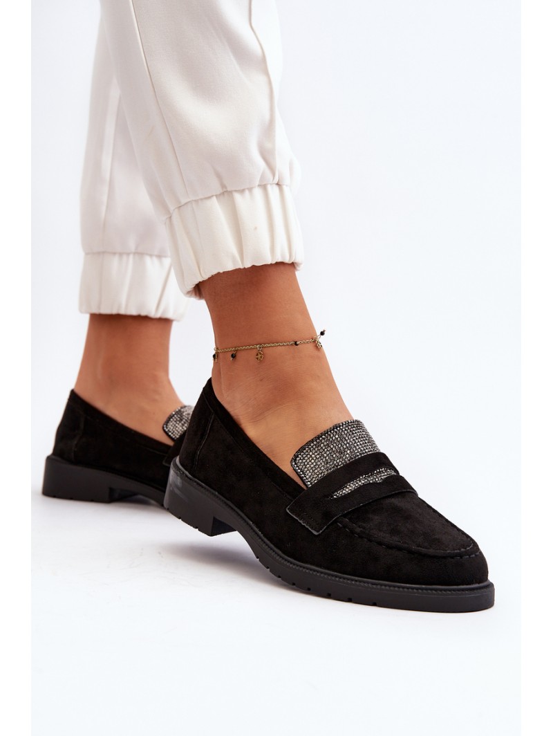 Women's Embellished Black Loafers Dananei Women's Embellished Black Loafers Dananei