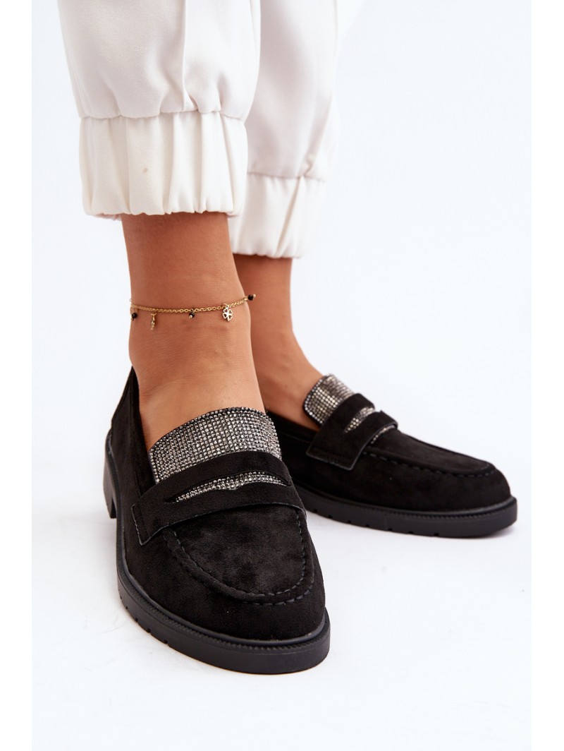 Women's Embellished Black Loafers Dananei Women's Embellished Black Loafers Dananei