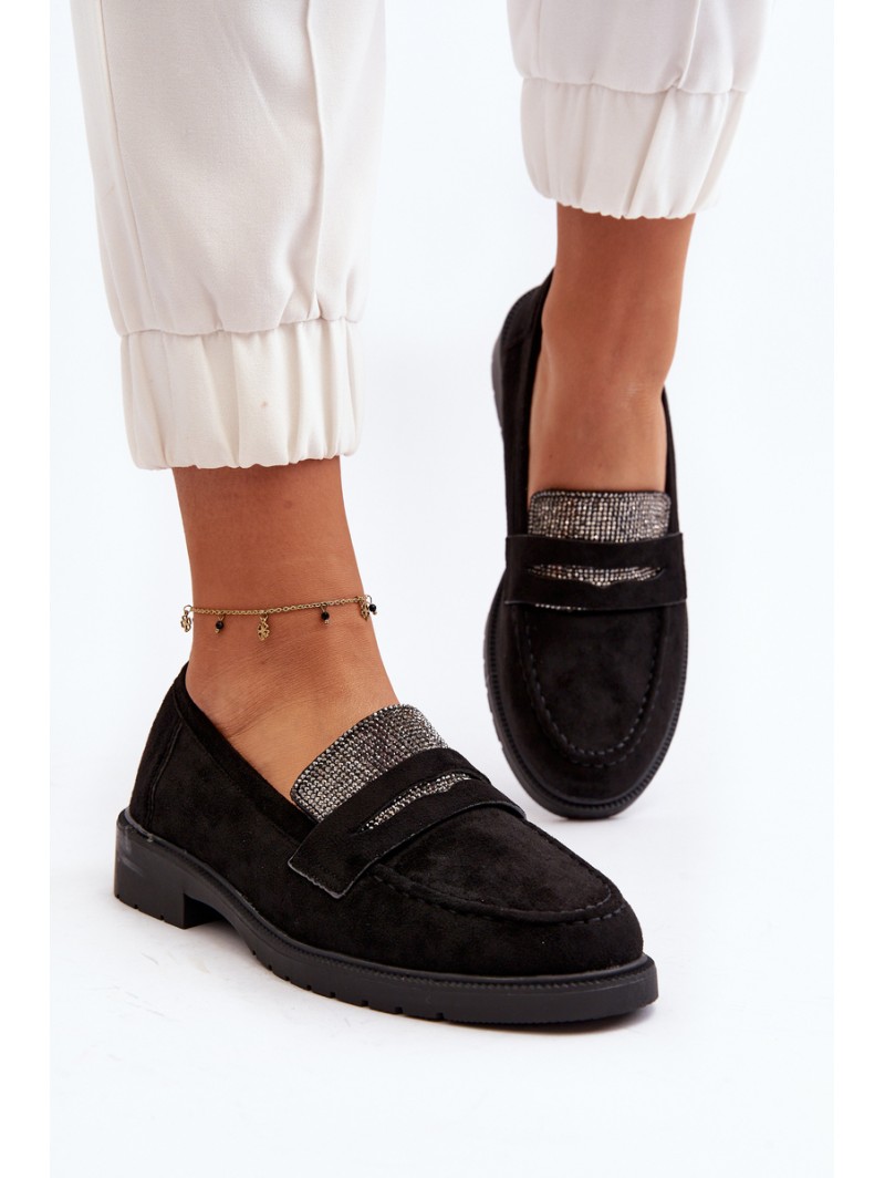 Women's Embellished Black Loafers Dananei Women's Embellished Black Loafers Dananei