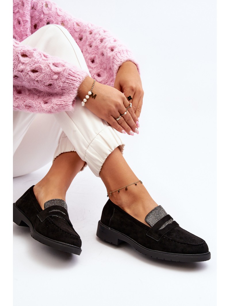 Women's Embellished Black Loafers Dananei Women's Embellished Black Loafers Dananei