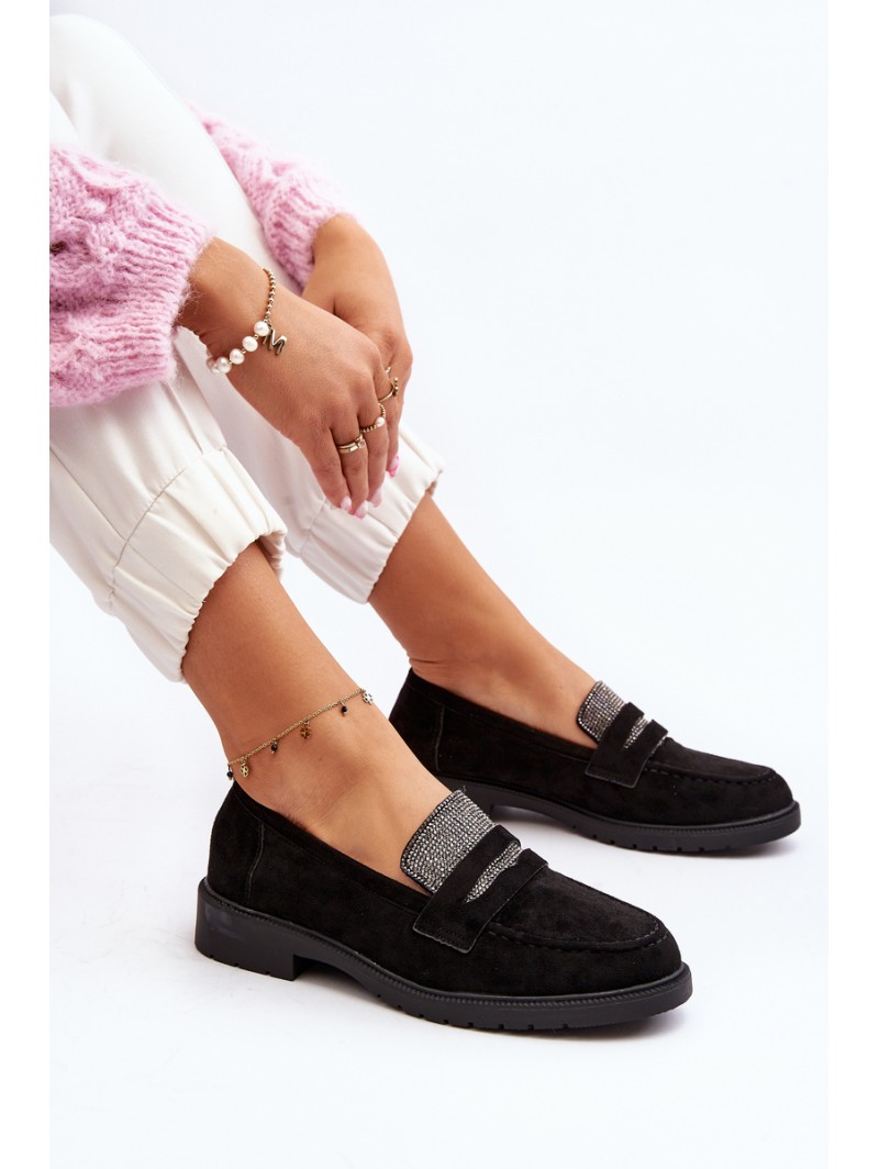 Women's Embellished Black Loafers Dananei Women's Embellished Black Loafers Dananei