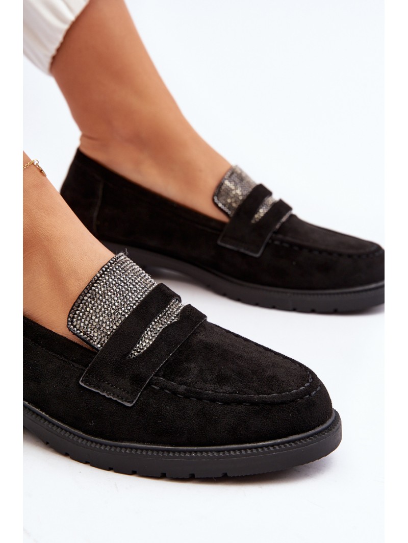Women's Embellished Black Loafers Dananei Women's Embellished Black Loafers Dananei