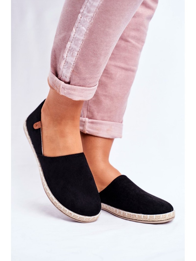 Women's Black Velvet Espadrilles Vulcano