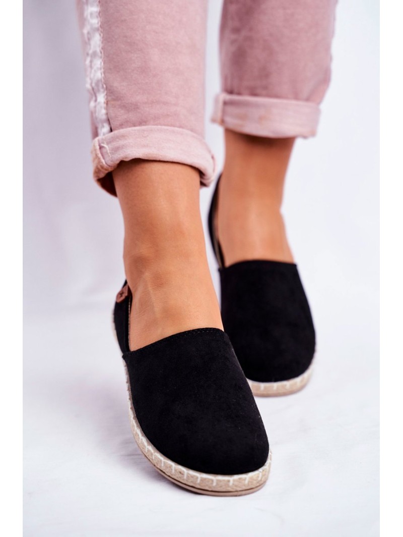 Women's Black Velvet Espadrilles Vulcano