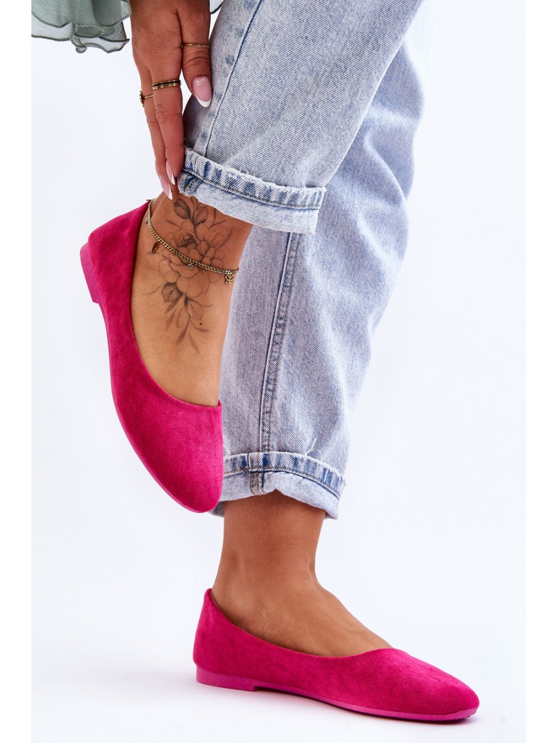 Women's Suede Ballerina Flats Fuchsia Lasota