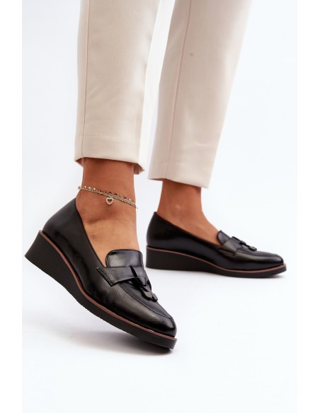 Moteriški batai su pleištu su puošmena Black Miliret