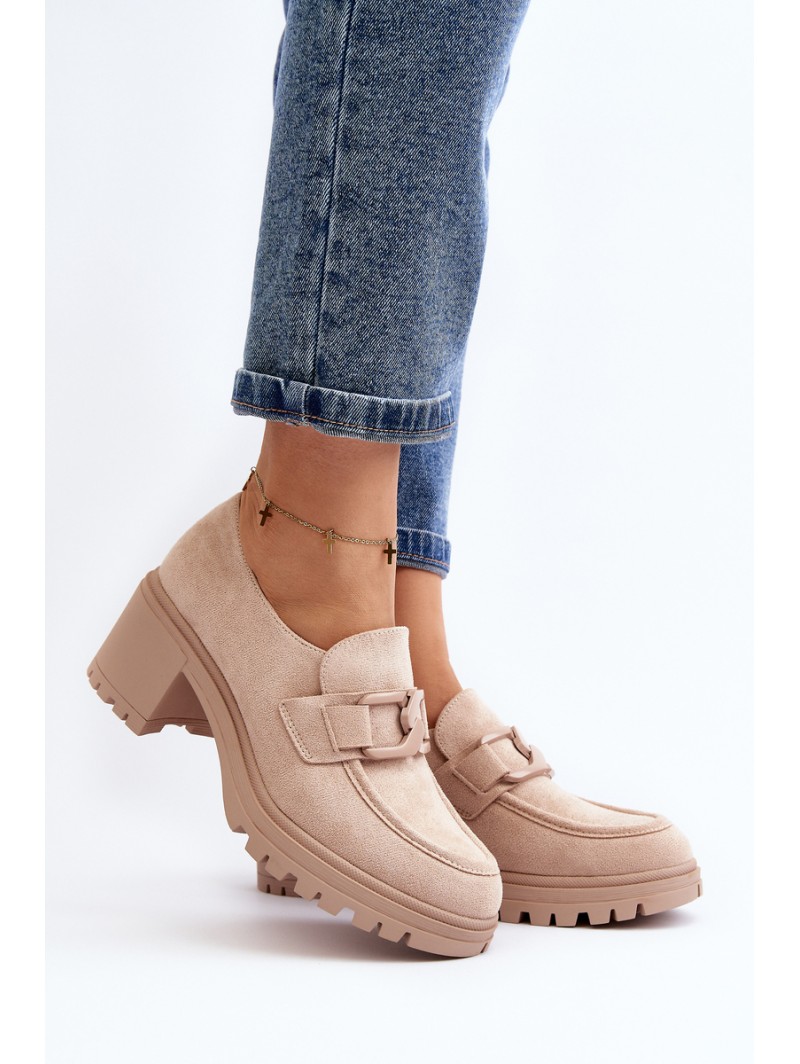 Suede High Heel Shoes in Beige Finley