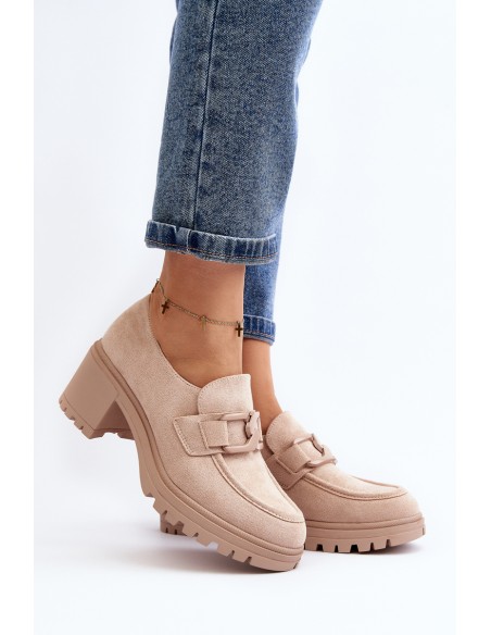 Suede High Heel Shoes in Beige Finley