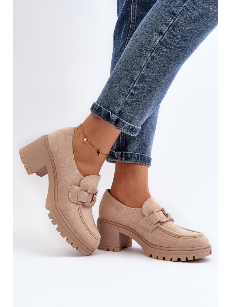 Suede High Heel Shoes in Beige Finley