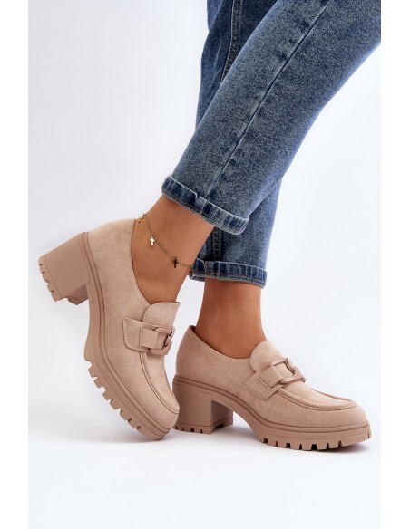 Suede High Heel Shoes in Beige Finley