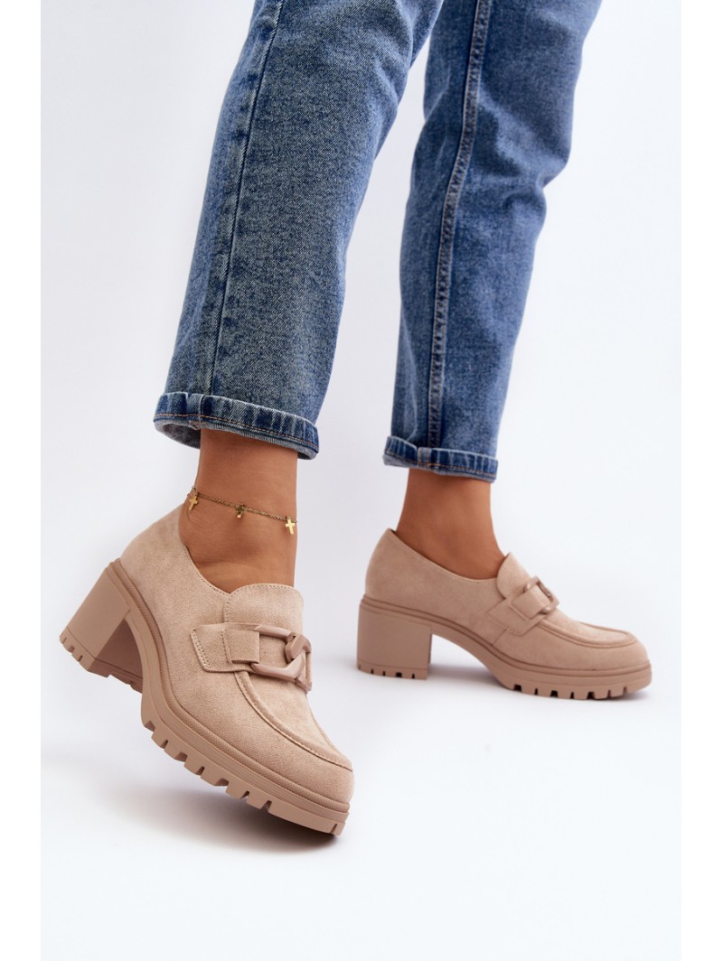 Suede High Heel Shoes in Beige Finley