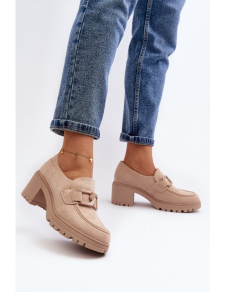 Suede High Heel Shoes in Beige Finley