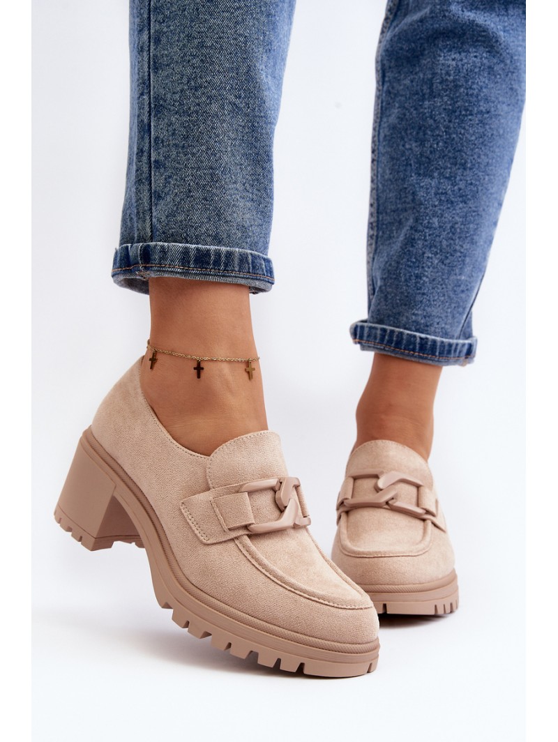 Suede High Heel Shoes in Beige Finley