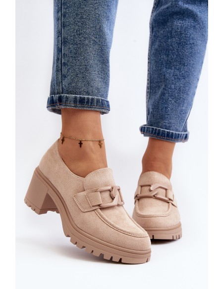 Suede High Heel Shoes in Beige Finley