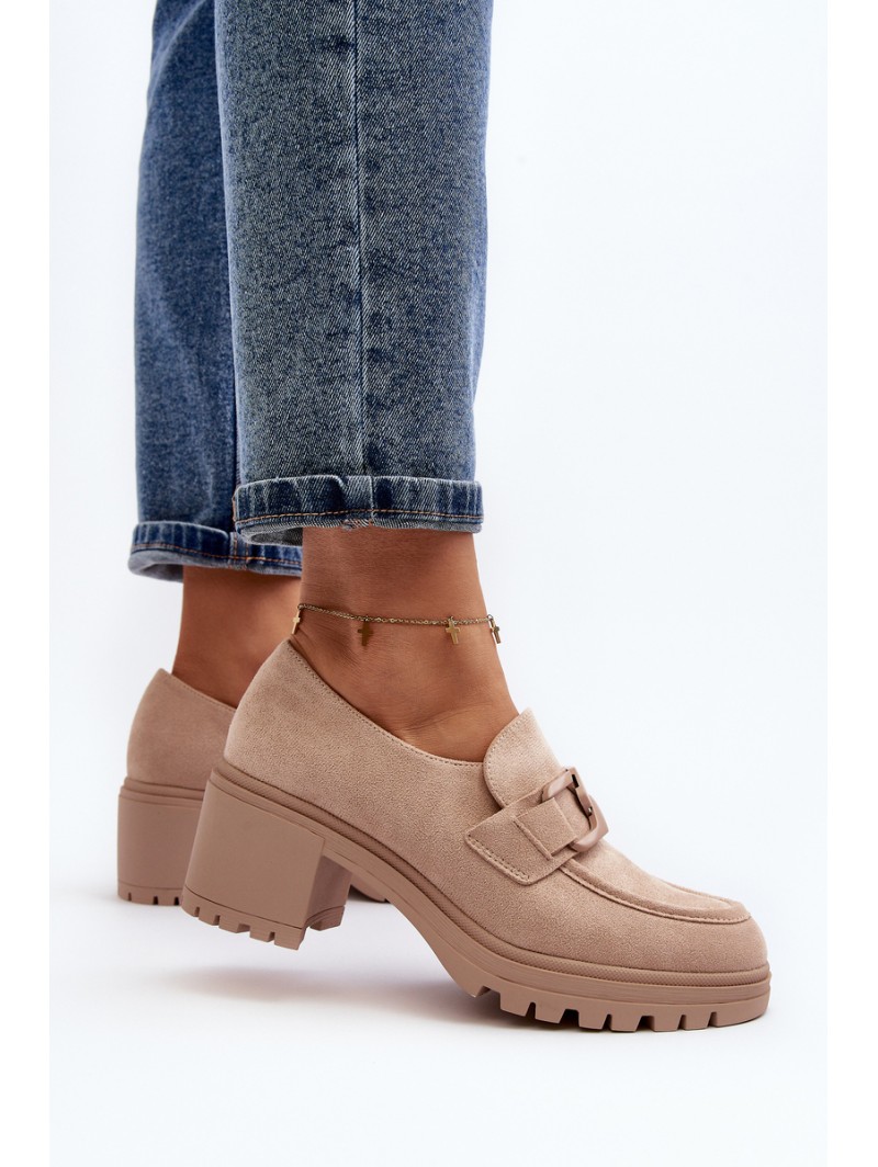 Suede High Heel Shoes in Beige Finley