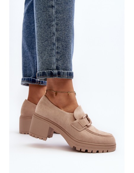 Suede High Heel Shoes in Beige Finley