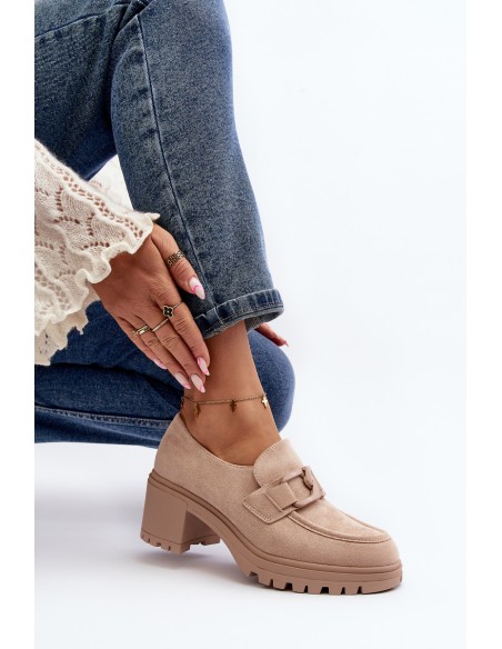 Suede High Heel Shoes in Beige Finley