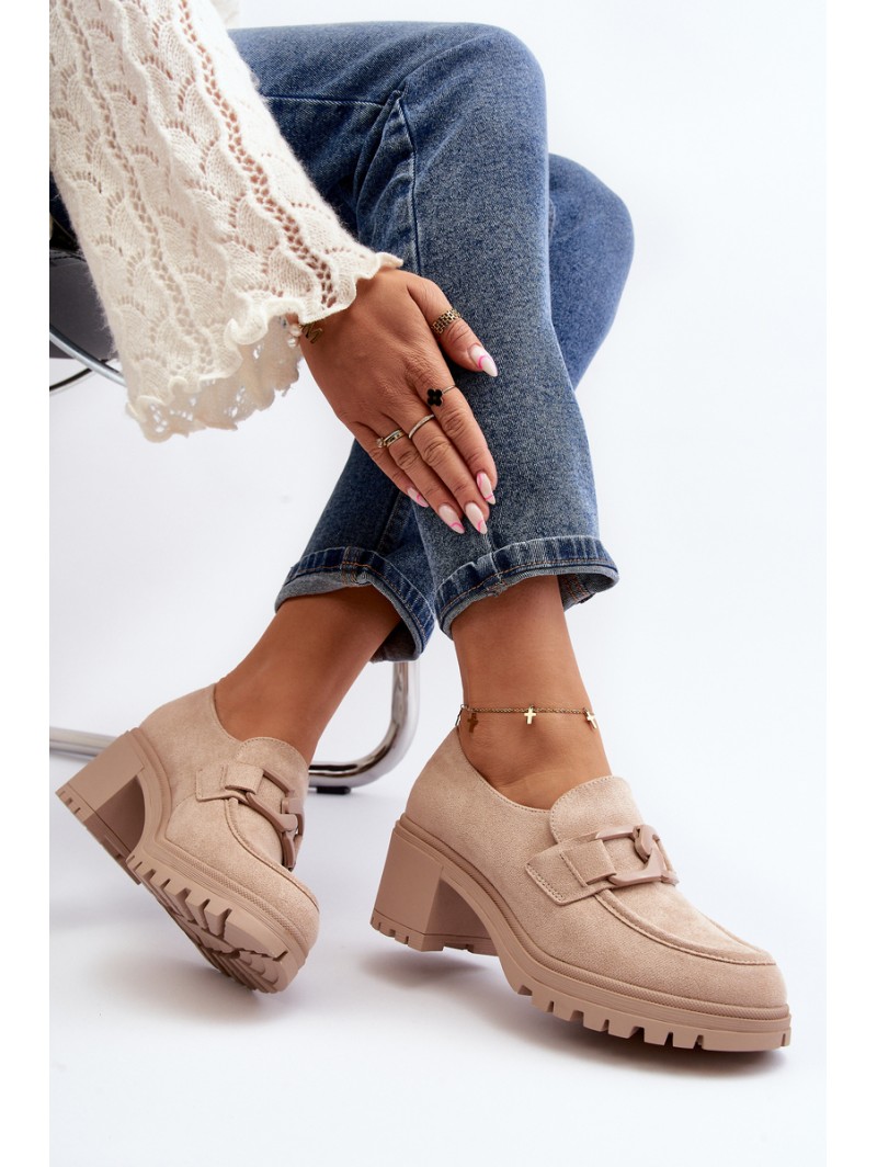 Suede High Heel Shoes in Beige Finley