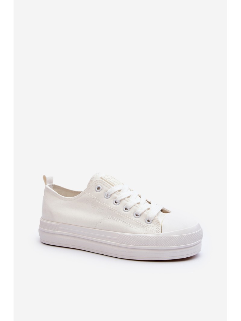 Women's White Fabric Sneakers Staneva