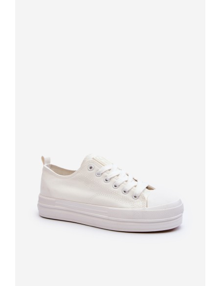 Women's White Fabric Sneakers Staneva